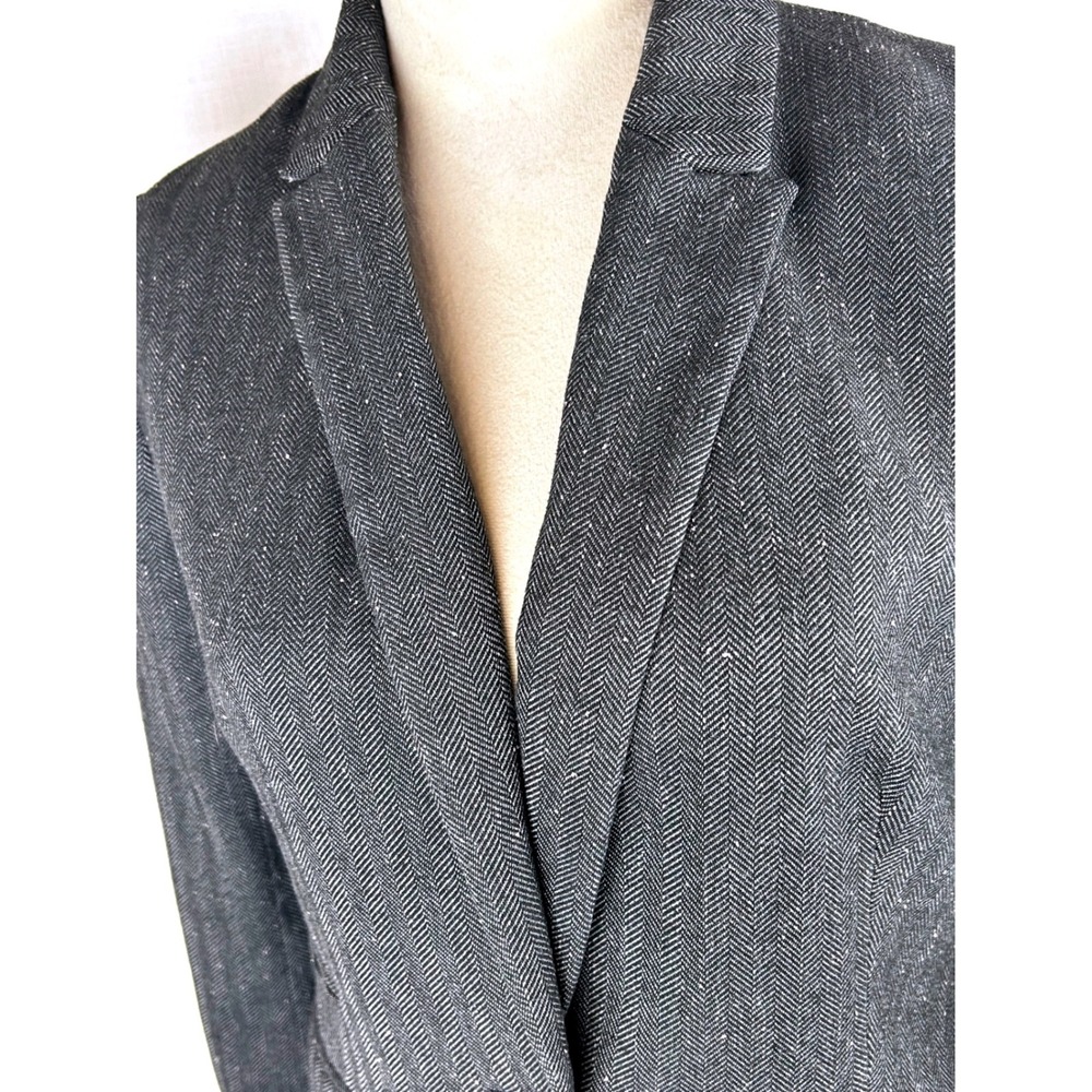 Banana Republic City Blazer Grey Herringbone Textured Women's Size 6 - Picture 4 of 10